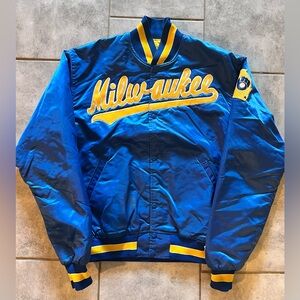 STARTER Milwaukee Blue and Yellow Puffer Jacket